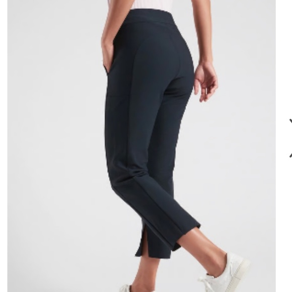Athleta Pants - Athleta Women’s Black ‘Stellar Trouser’ ATHLEISURE Raw Hem High Rise Pants Sz-8
